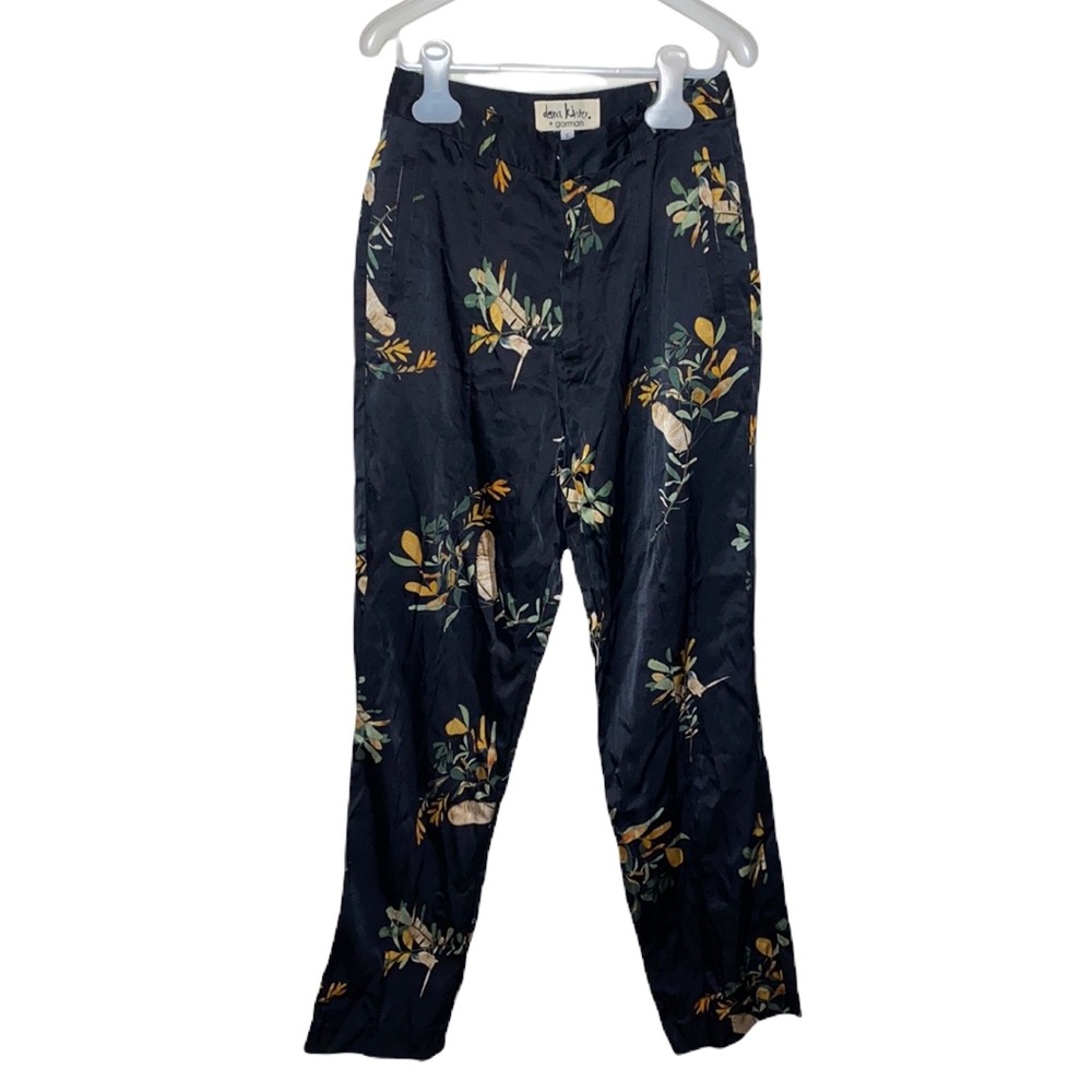 Gorman x Dana Kinter satin floral pleated pants size XS
